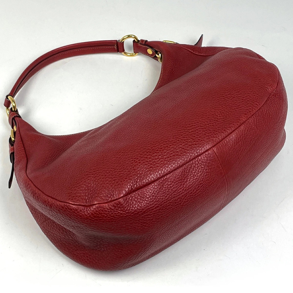 Prada Leather Logo Hobo Shoulder Bag Red